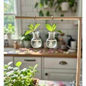 Glass Bud Vase Earrings – Functional Propagation Jewelry, Plant Lover Gift